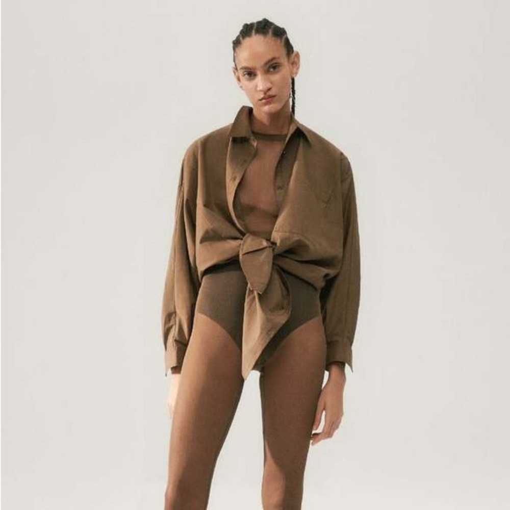 Silk Laundry - Cotton Silk Round Shirt / Dark Earth
